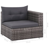 NNEVL 3 Piece Garden Lounge Set with Cushions Poly Rattan Grey