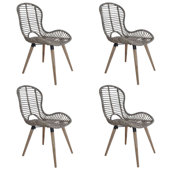 NNEVL Dining Chairs 4 pcs Brown Natural Rattan