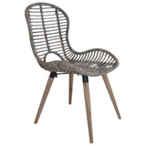 NNEVL Dining Chairs 4 pcs Brown Natural Rattan