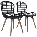 NNEVL Dining Chairs 2 pcs Black Natural Rattan