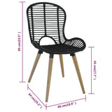 NNEVL Dining Chairs 2 pcs Black Natural Rattan