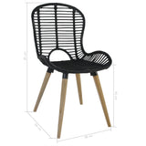 NNEVL Dining Chairs 4 pcs Black Natural Rattan