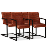 NNEVL Dining Chairs 4 pcs Brown Real Leather
