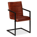 NNEVL Dining Chairs 4 pcs Brown Real Leather