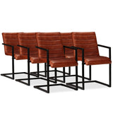 NNEVL Dining Chairs 6 pcs Brown Real Leather