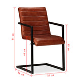 NNEVL Dining Chairs 6 pcs Brown Real Leather