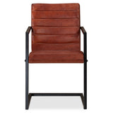 NNEVL Dining Chairs 6 pcs Brown Real Leather