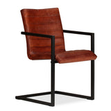 NNEVL Dining Chairs 6 pcs Brown Real Leather
