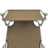 NNEVL Folding Sun Lounger with Canopy Steel Taupe