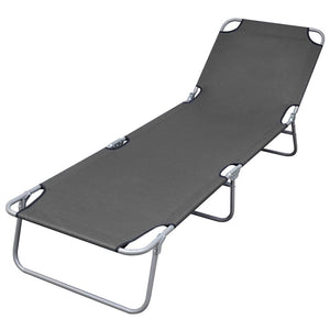 NNEVL Foldable Sunlounger with Adjustable Backrest Grey