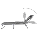 NNEVL Foldable Sunlounger with Head Cushion Adjustable Backrest Grey