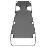 NNEVL Foldable Sunlounger with Head Cushion Adjustable Backrest Grey