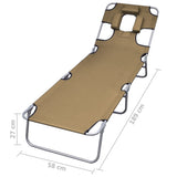 NNEVL Foldable Sunlounger with Head Cushion Adjustable Backrest Taupe