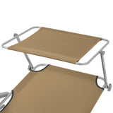 NNEVL Folding Sun Lounger with Canopy Steel Taupe