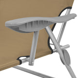 NNEVL Folding Sun Lounger with Canopy Steel Taupe