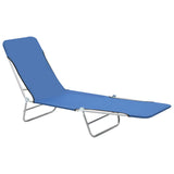 NNEVL Folding Sun Loungers 2 pcs Steel and Fabric Blue