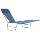 NNEVL Folding Sun Loungers 2 pcs Steel and Fabric Blue
