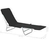 NNEVL Folding Sun Loungers 2 pcs Steel and Fabric Black