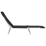 NNEVL Folding Sun Loungers 2 pcs Steel and Fabric Black