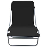 NNEVL Folding Sun Loungers 2 pcs Steel and Fabric Black