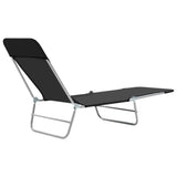 NNEVL Folding Sun Loungers 2 pcs Steel and Fabric Black