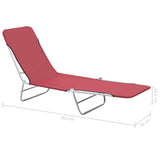NNEVL Folding Sun Loungers 2 pcs Steel and Fabric Red