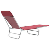 NNEVL Folding Sun Loungers 2 pcs Steel and Fabric Red