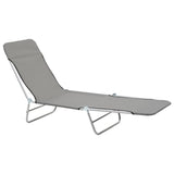 NNEVL Folding Sun Loungers 2 pcs Steel and Fabric Grey