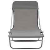 NNEVL Folding Sun Loungers 2 pcs Steel and Fabric Grey