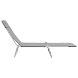 NNEVL Folding Sun Loungers 2 pcs Steel and Fabric Grey