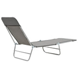 NNEVL Folding Sun Loungers 2 pcs Steel and Fabric Grey
