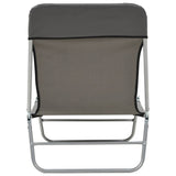NNEVL Folding Sun Loungers 2 pcs Steel and Fabric Grey