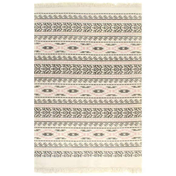 NNEVL Kilim Rug Cotton 120x180 cm with Pattern Grey/Pink