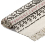 NNEVL Kilim Rug Cotton 120x180 cm with Pattern Grey/Pink