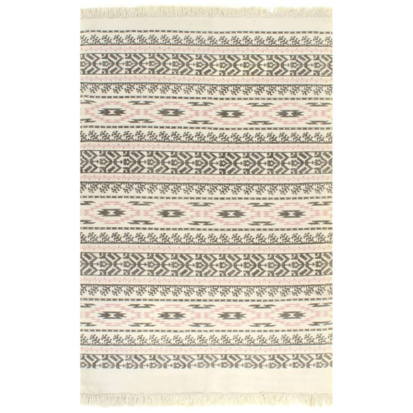 NNEVL Kilim Rug Cotton 160x230 cm with Pattern Grey/Pink