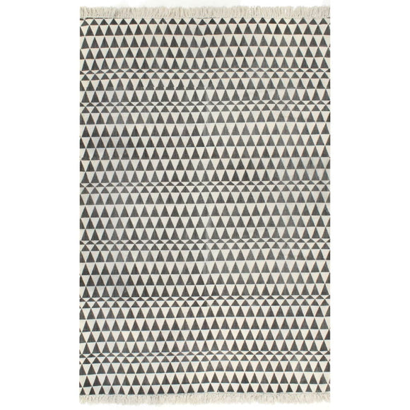 NNEVL Kilim Rug Cotton 120x180 cm with Pattern Black/White