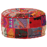 NNEVL Patchwork Pouffe Round Cotton Handmade 40x20 cm Red
