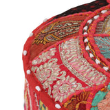 NNEVL Patchwork Pouffe Round Cotton Handmade 40x20 cm Red