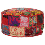 NNEVL Patchwork Pouffe Round Cotton Handmade 40x20 cm Red