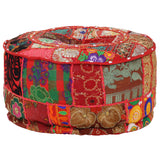 NNEVL Patchwork Pouffe Round Cotton Handmade 40x20 cm Red