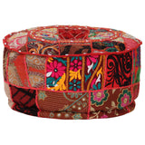 NNEVL Patchwork Pouffe Round Cotton Handmade 40x20 cm Red