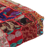 NNEVL Patchwork Pouffe Square Cotton Handmade 50x50x12 cm Red