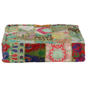 NNEVL Patchwork Pouffe Square Cotton Handmade 50x50x12 cm Green