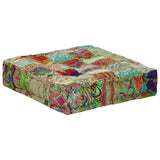 NNEVL Patchwork Pouffe Square Cotton Handmade 50x50x12 cm Green