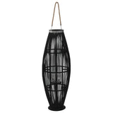 NNEVL Hanging Candle Lantern Holder Bamboo Black 95 cm