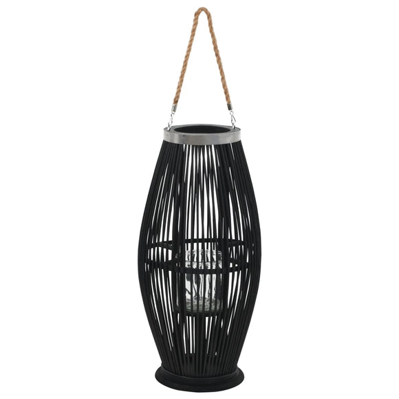NNEVL Hanging Candle Lantern Holder Bamboo Black 60 cm
