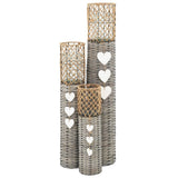 NNEVL Freestanding Candle Lanterns 3 pcs Wicker