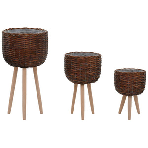 NNEVL Planter 3 pcs Wicker with PE Lining