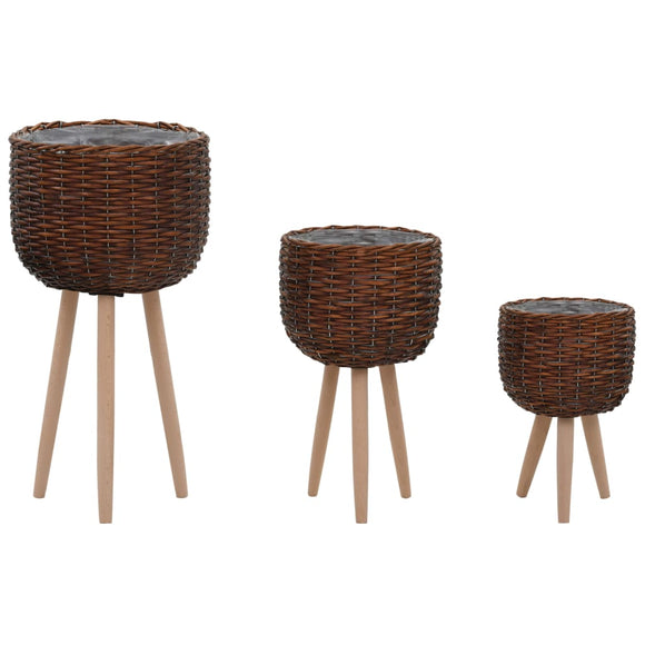 NNEVL Planter 3 pcs Wicker with PE Lining