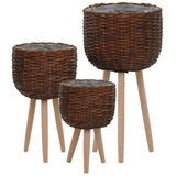 NNEVL Planter 3 pcs Wicker with PE Lining